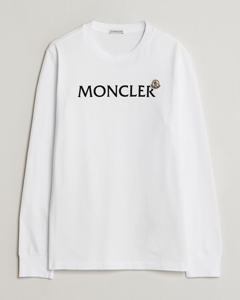 Moncler Lettering Logo Long Sleeve T-Shirt White – Hvid