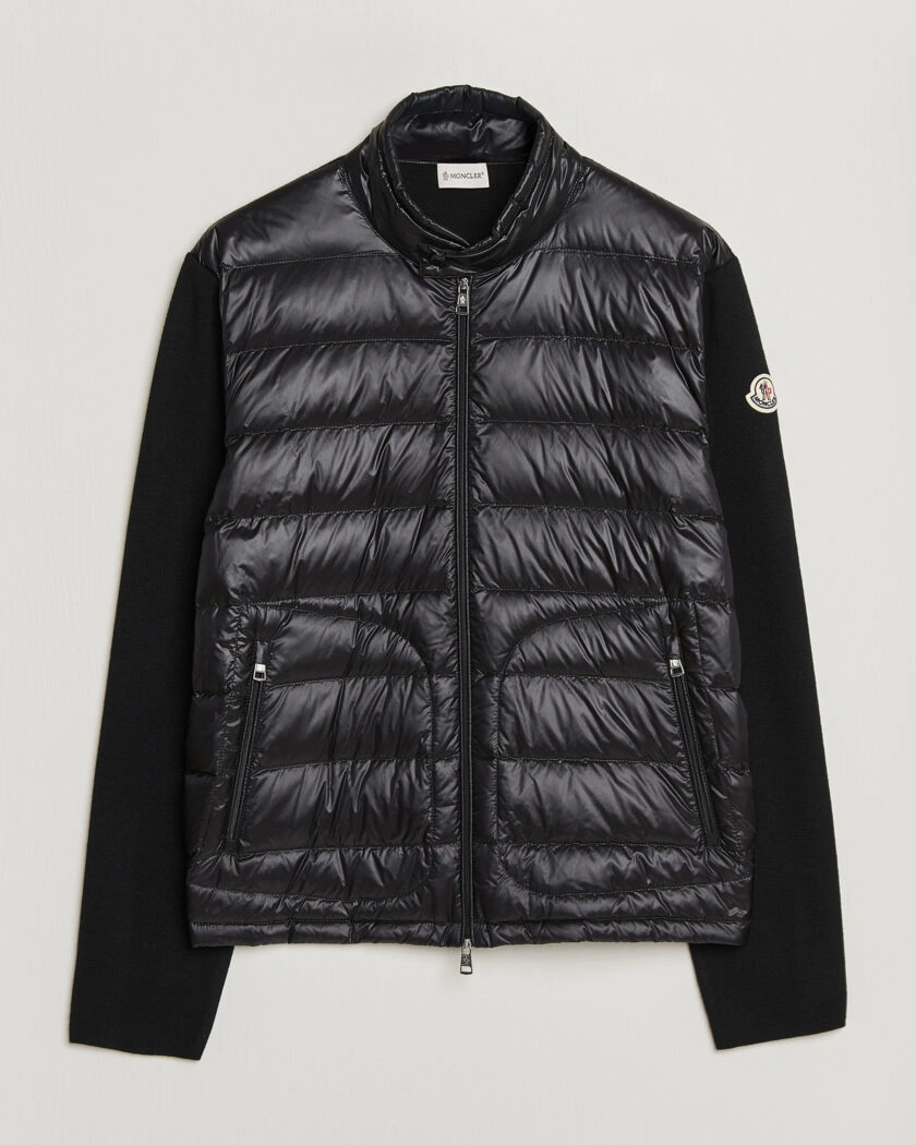Moncler Hybrid Laque Zip Cardigan Black – Sort