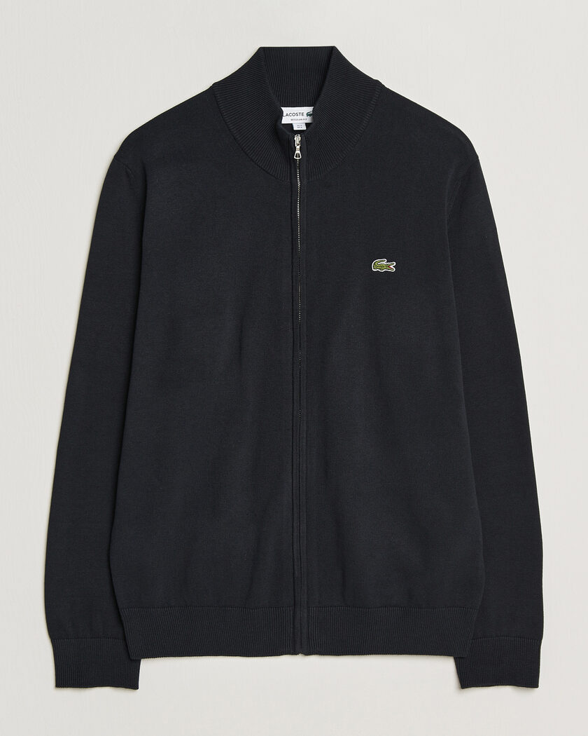 Lacoste Cotton Knitted Full Zip Black – Sort