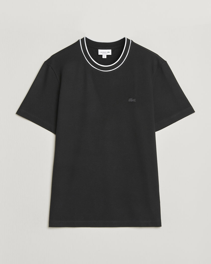 Lacoste Contrast Rib Piqué T-Shirt Black – Sort