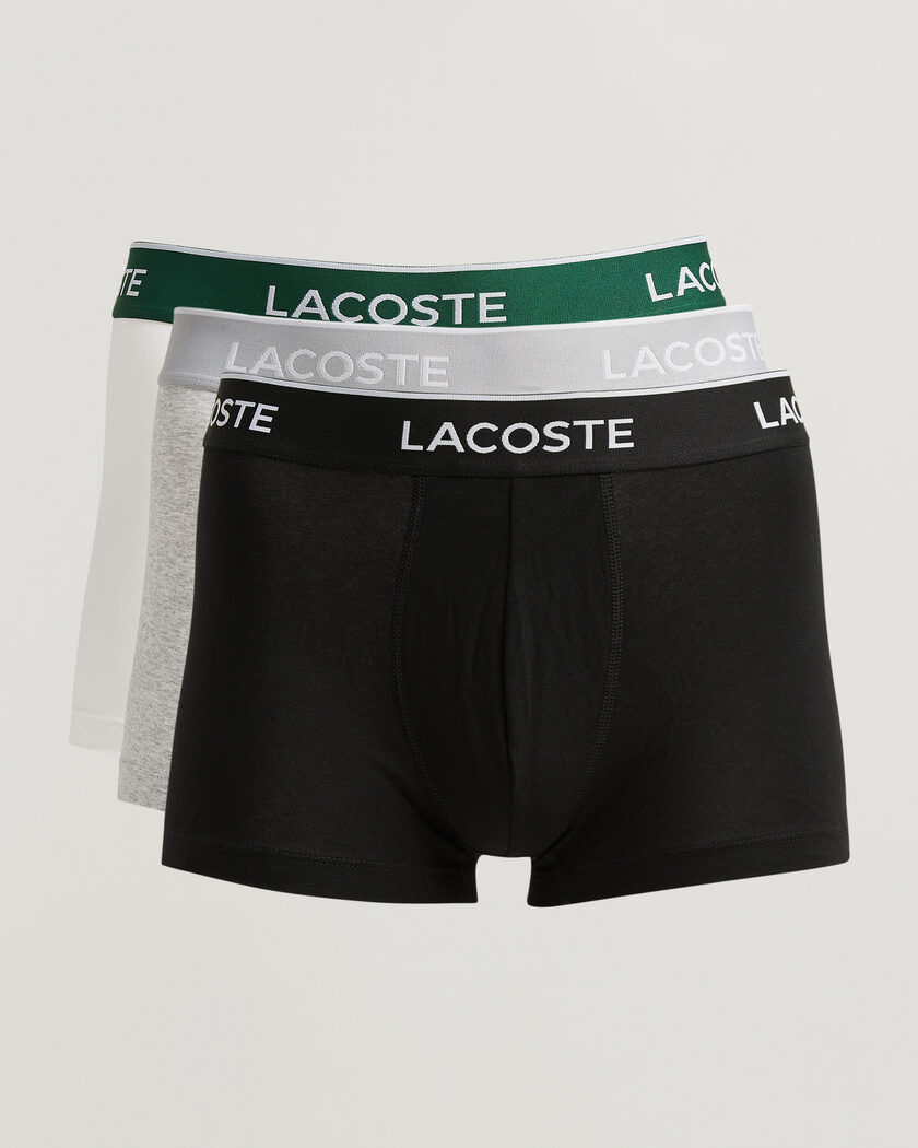 Lacoste 3-Pack Stretch Cotton Trunks Black/White/Grey – Flerfarvet
