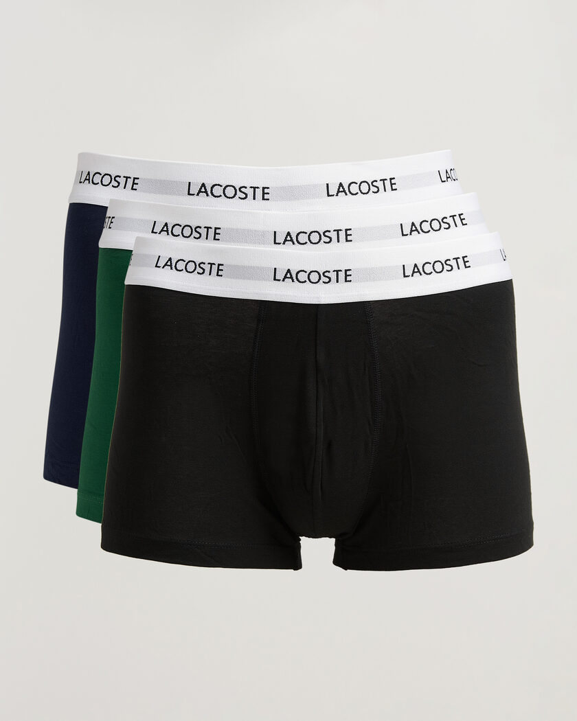 Lacoste 3-Pack Stretch Cotton Trunks Black/Green/Blue – Flerfarvet