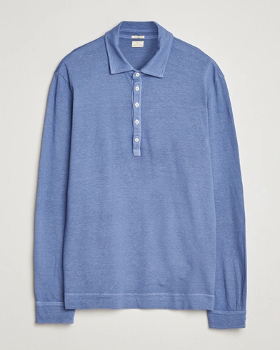 Massimo Alba Raya Cotton/Linen Long Sleeve Polo Tulip – Blå