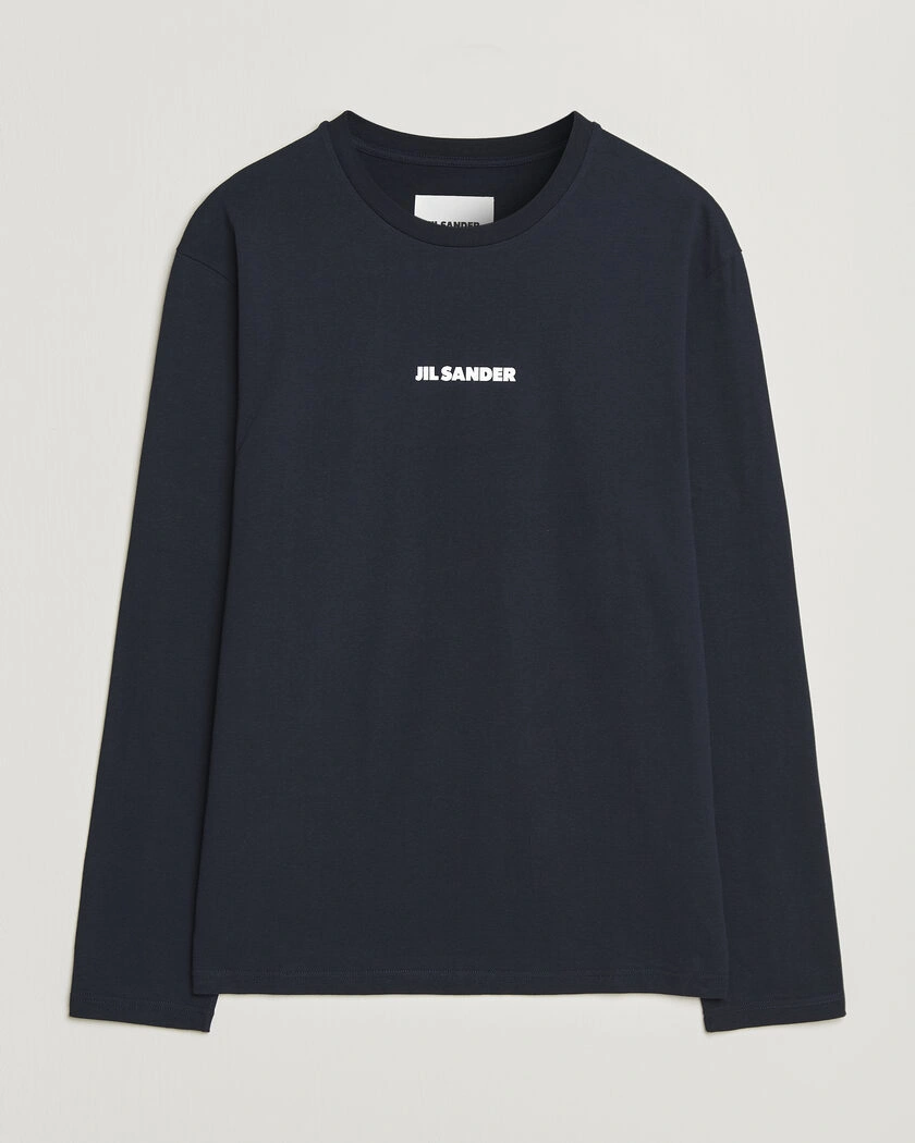 Jil Sander Long Sleeve Logo T-Shirt Navy – Blå