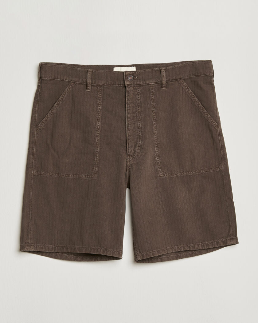 Jeanerica Genua Worker Chino Shorts Chevron Brown – Brun