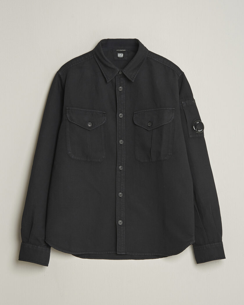 C.P. Company Cotton/Linen Pocket Shirt Black – Sort