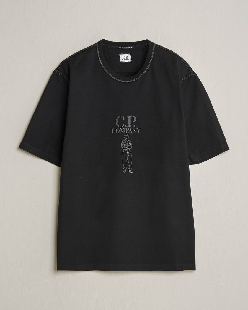 C.P. Company Mercerized Heavy Cotton Chest Logo T-Shirt Black – Sort