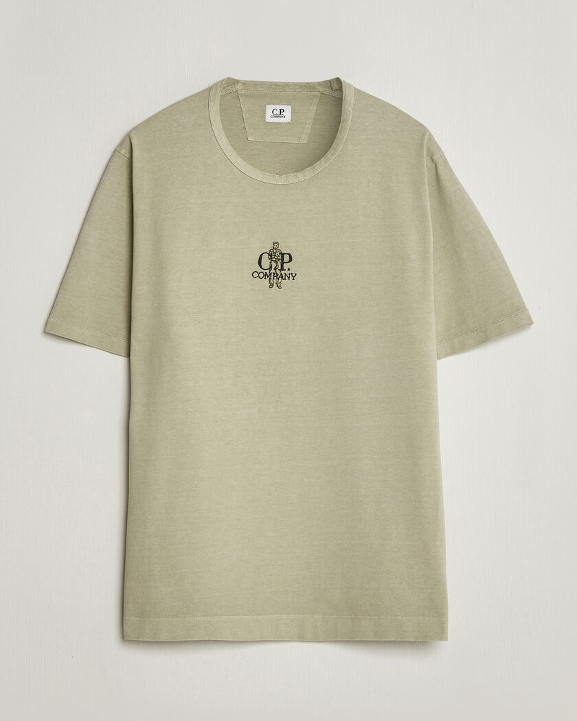 C.P. Company Back Printed Cotton T-Shirt Washed Green – Grøn