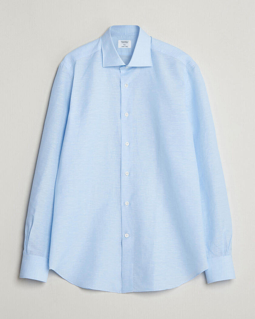 Mazzarelli Soft Cotton/Linen Shirt Light Blue – Blå