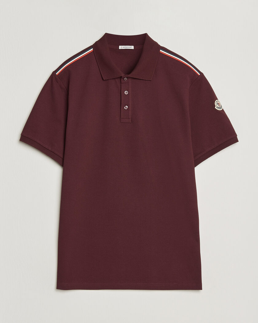 Moncler Tricolore Shoulder Polo Burgundy – Rød