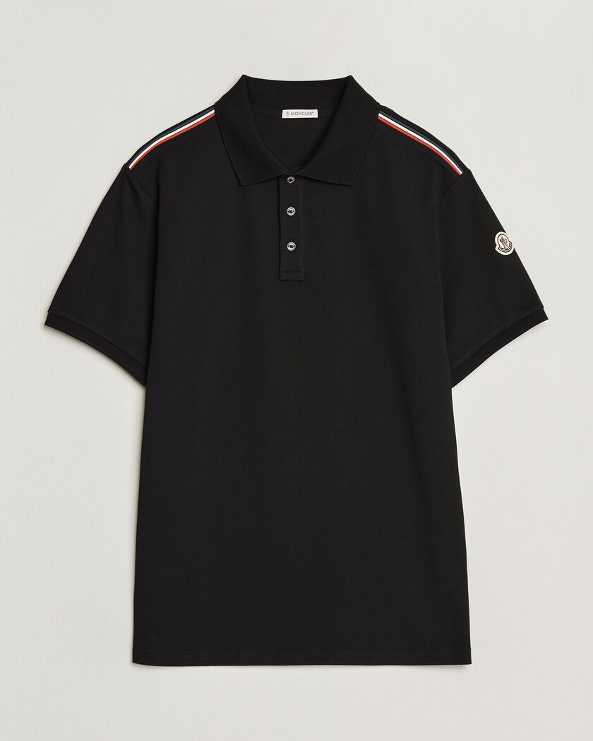 Moncler Tricolore Shoulder Polo Black – Sort
