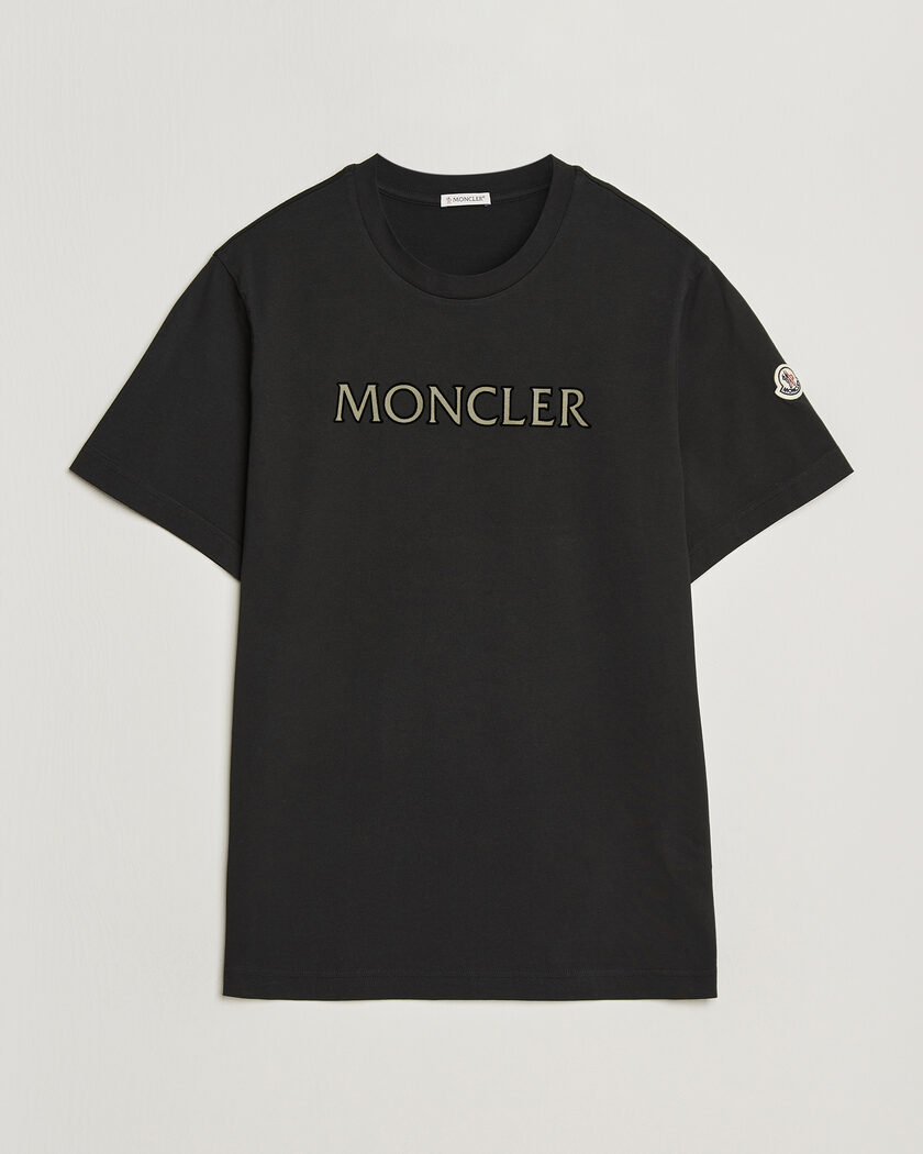 Moncler Flock Print Logo T-Shirt Black – Sort