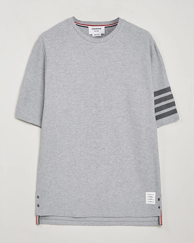 Thom Browne Textured Pique 4 Bar T-Shirt Pale Grey – Grå