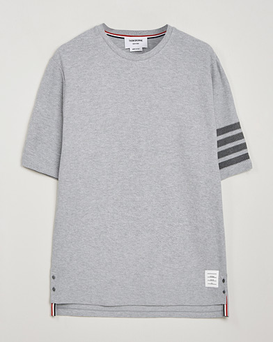 Thom Browne Textured Pique 4 Bar T-Shirt Pale Grey – Grå