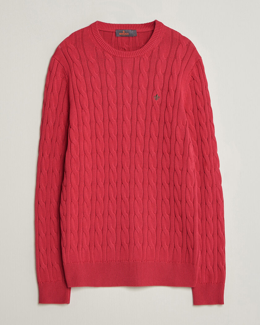 Morris Ethan Cable Oneck Red – Rød