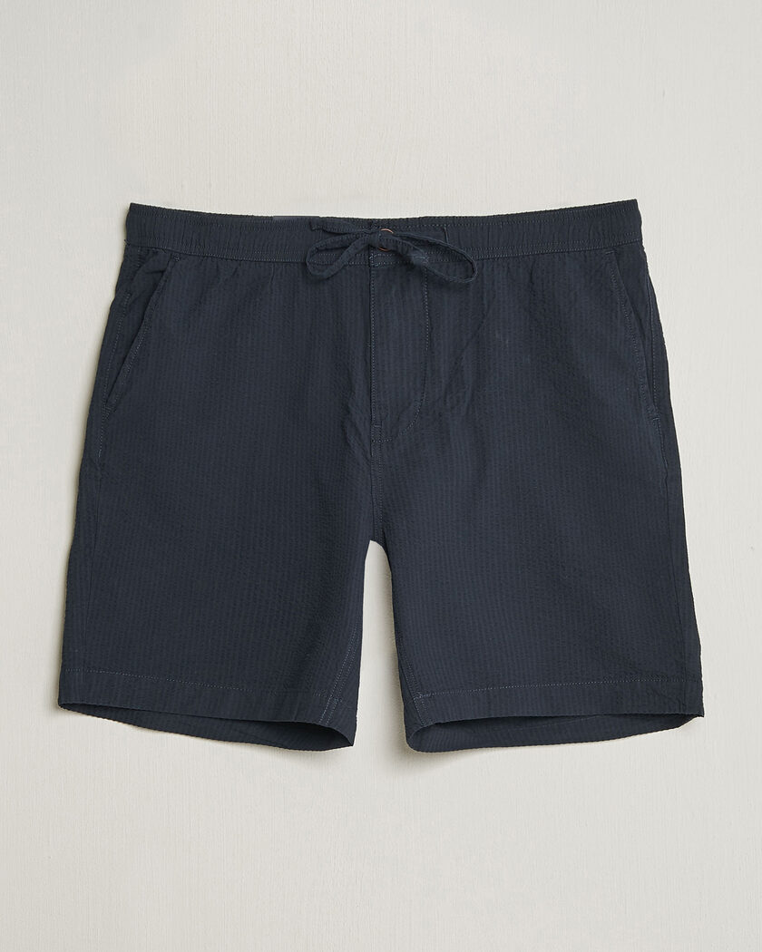 Morris Fenix Seersucker Shorts Dark Blue – Blå