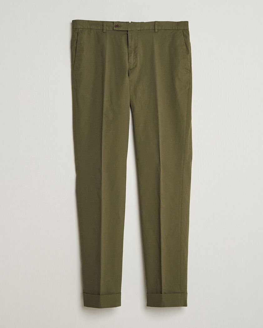 Morris Jack Washed Cotton Trousers Olive – Grøn