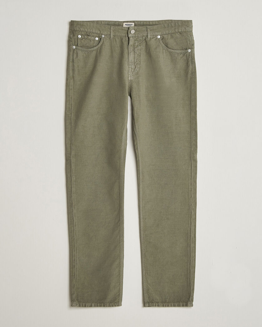 Morris James Washed Linen 5-Pocket Pants Olive – Grøn