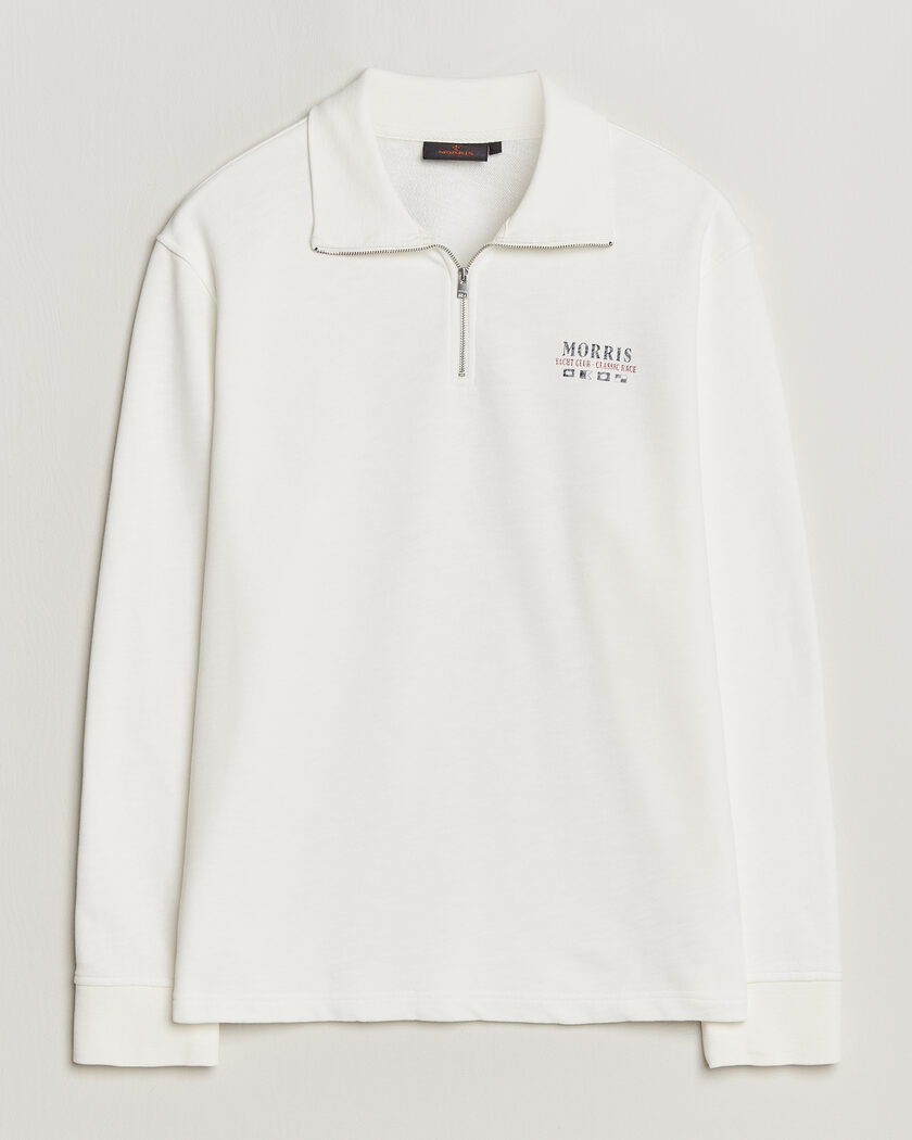 Morris Northcott Slub Half-Zip White – Hvid