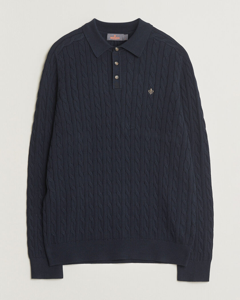 Morris Lancaster Cable Polo Navy – Blå