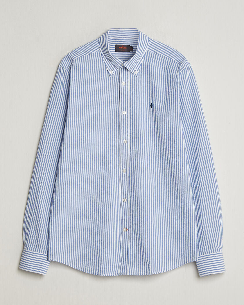 Morris Seersucker Shirt Blue – Blå
