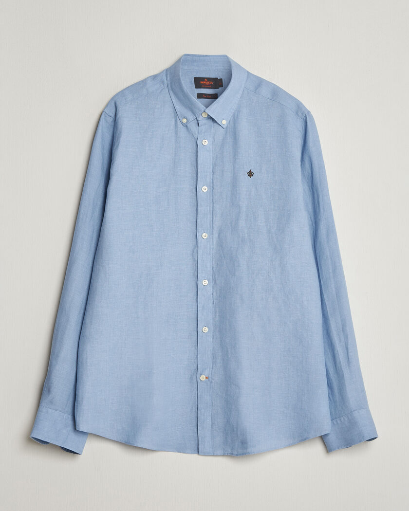Morris Douglas Button Down Linen Shirt Light Blue – Blå