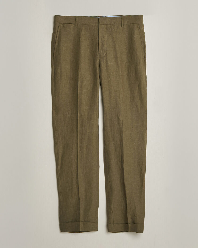Polo Ralph Lauren Linen Pleated Trousers Basic Olive – Grøn
