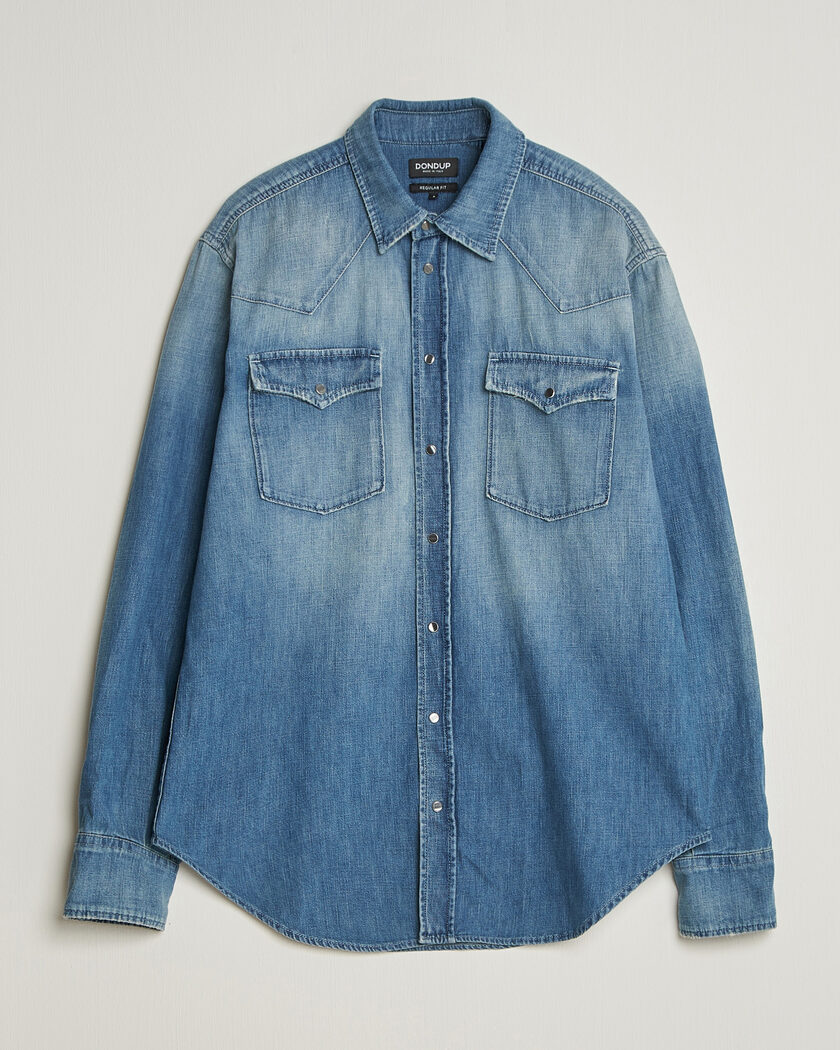Dondup Regular Fit Denim Shirt Medium Blue – Blå