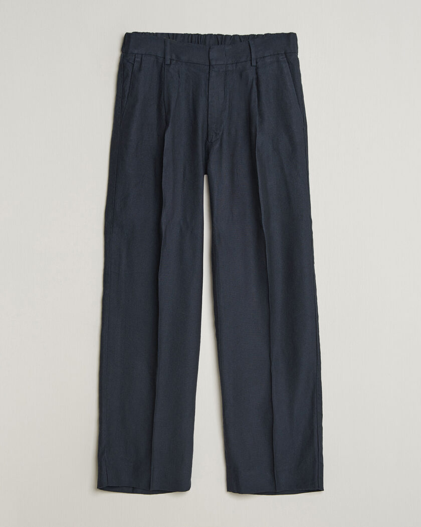 NN07 Kay Linen/Viscose Drawstring Trousers Deep Navy – Blå