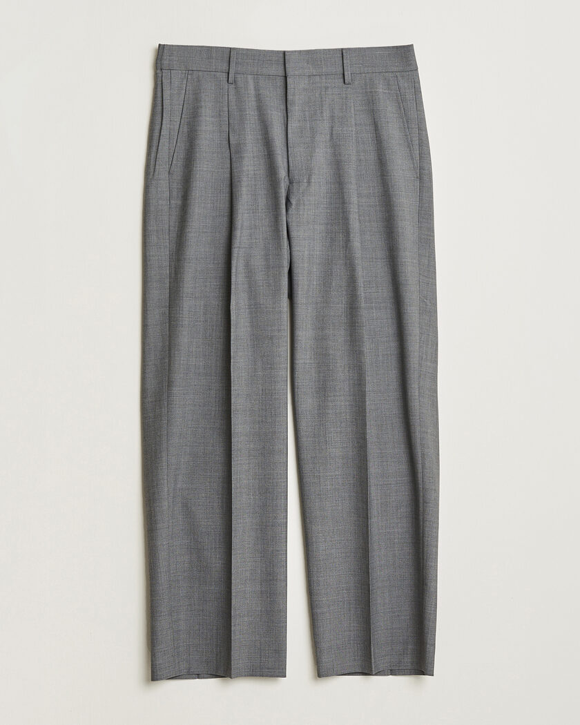 NN07 Kay Summer Wool Drawstring Trousers Light Grey Melange – Grå