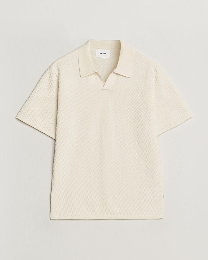 NN07 Paul Structured Knitted Polo Ivory – Beige