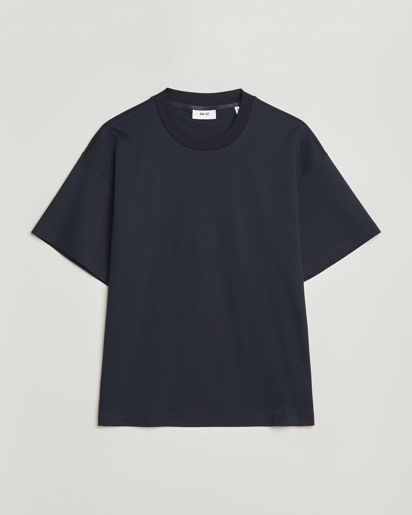 NN07 Lionel Mercerized Crew Neck T-Shirt Navy Blue – Blå