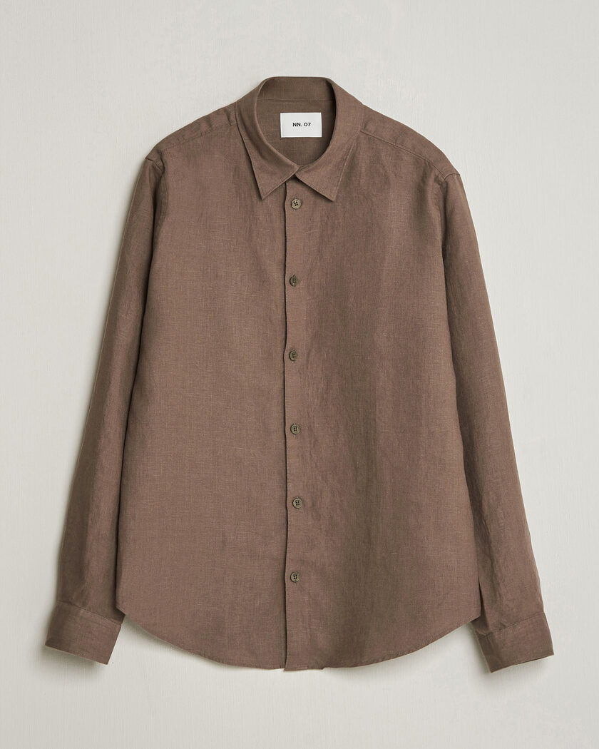 NN07 Enzo Linen Shirt Mable Husk – Grøn