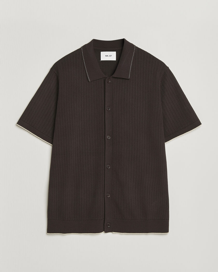 NN07 Nalo Knitted Short Sleeve Shirt Deep Truffle – Brun