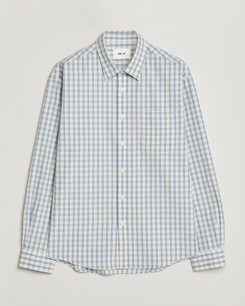 NN07 Deon Brushed Cotton Shirt Ecru Check – Flerfarvet
