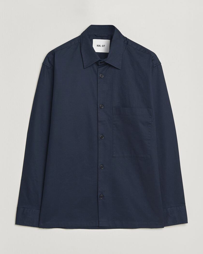 NN07 Freddy Cotton Overshirt Navy Blue – Blå