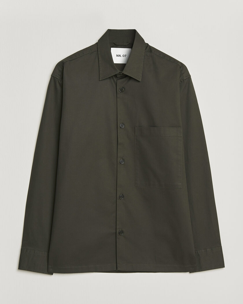 NN07 Freddy Cotton Overshirt Dark Army – Grøn