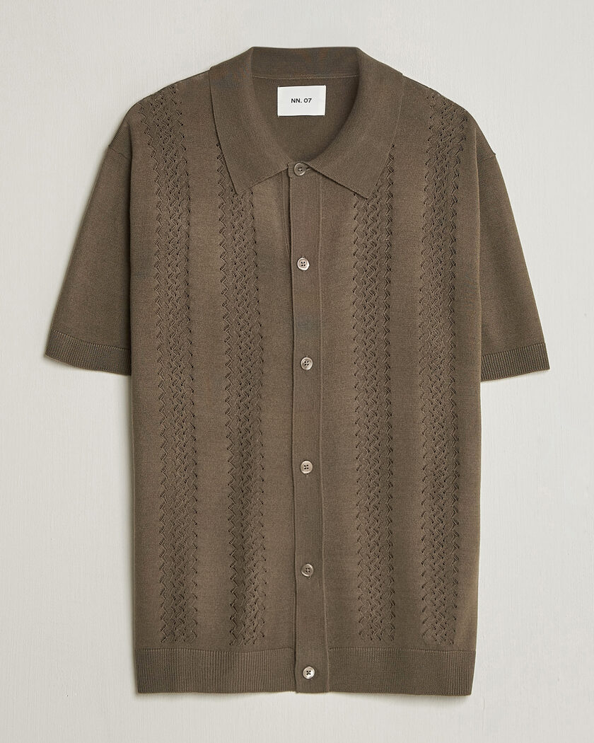 NN07 Thor Knitted Short Sleeve Shirt Mable Husk – Grøn