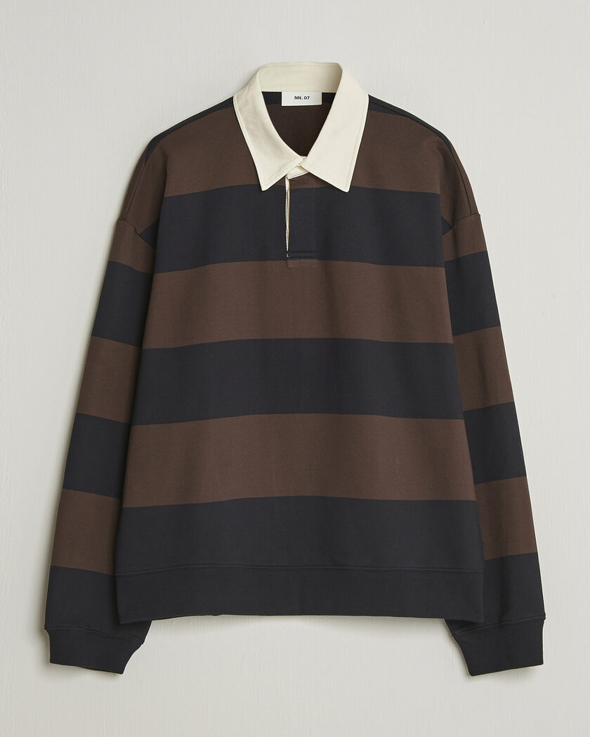 NN07 David Rugby Sweater Brown Stripe – Brun