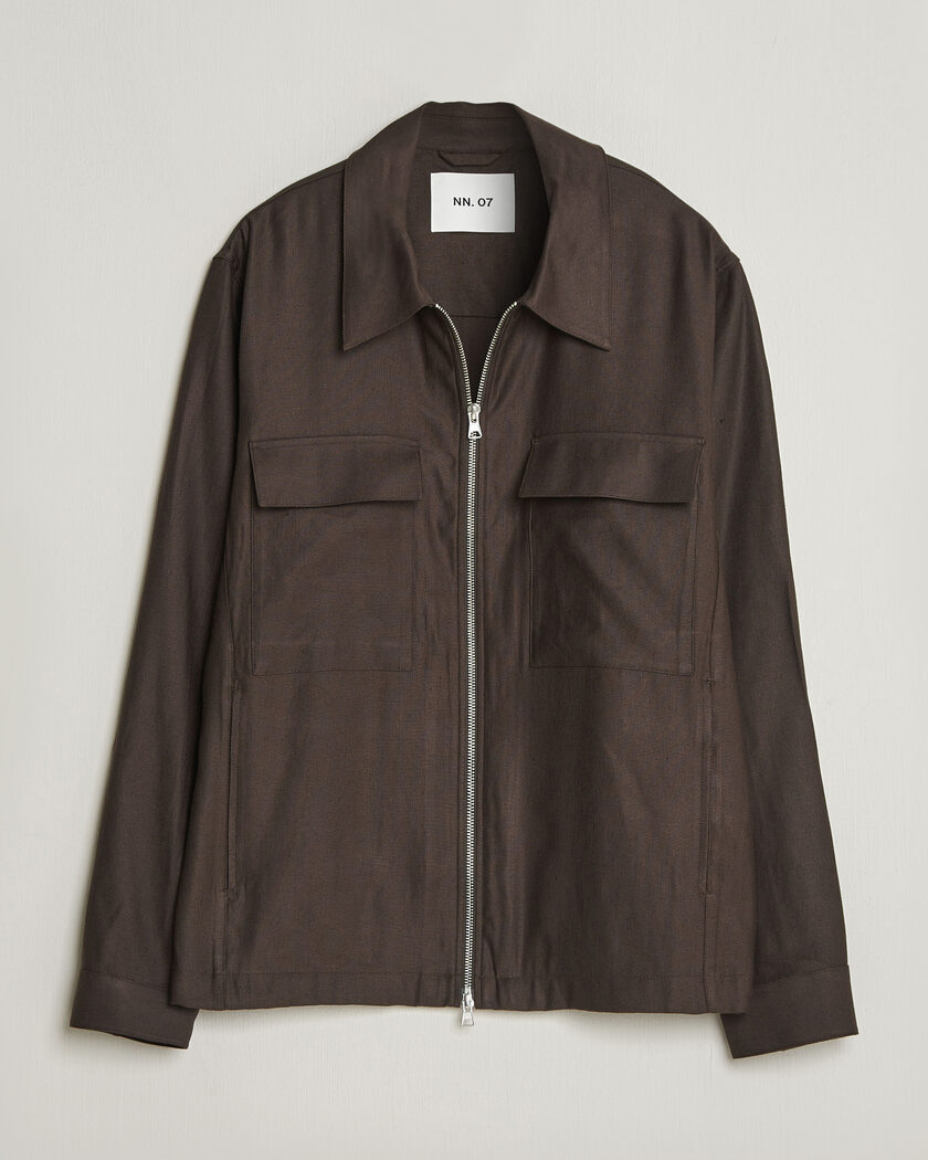 NN07 Alban Linen/Viscose Overshirt Deep Truffle – Brun