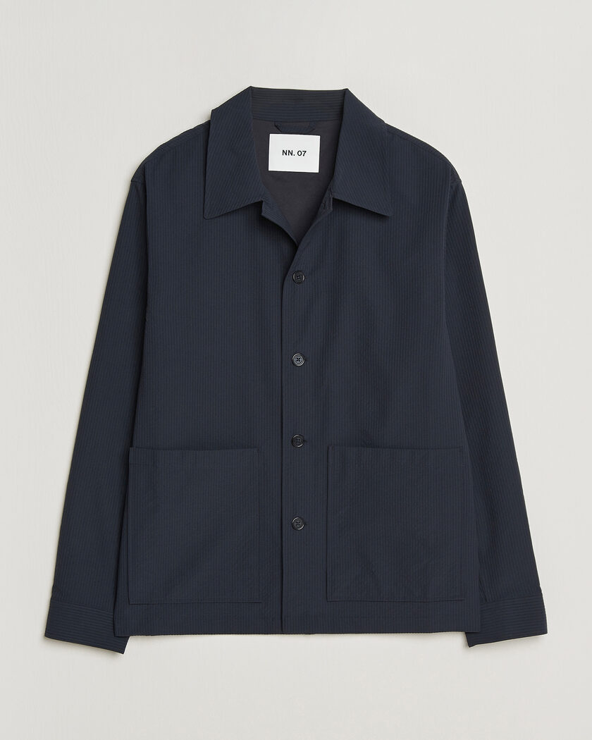 NN07 Blaze Seersucker Overshirt Navy Blue – Blå