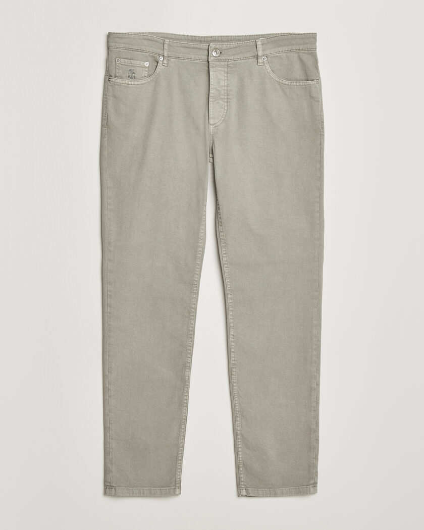 Brunello Cucinelli Traditional Fit Bull Denim Pants Olive – Grøn