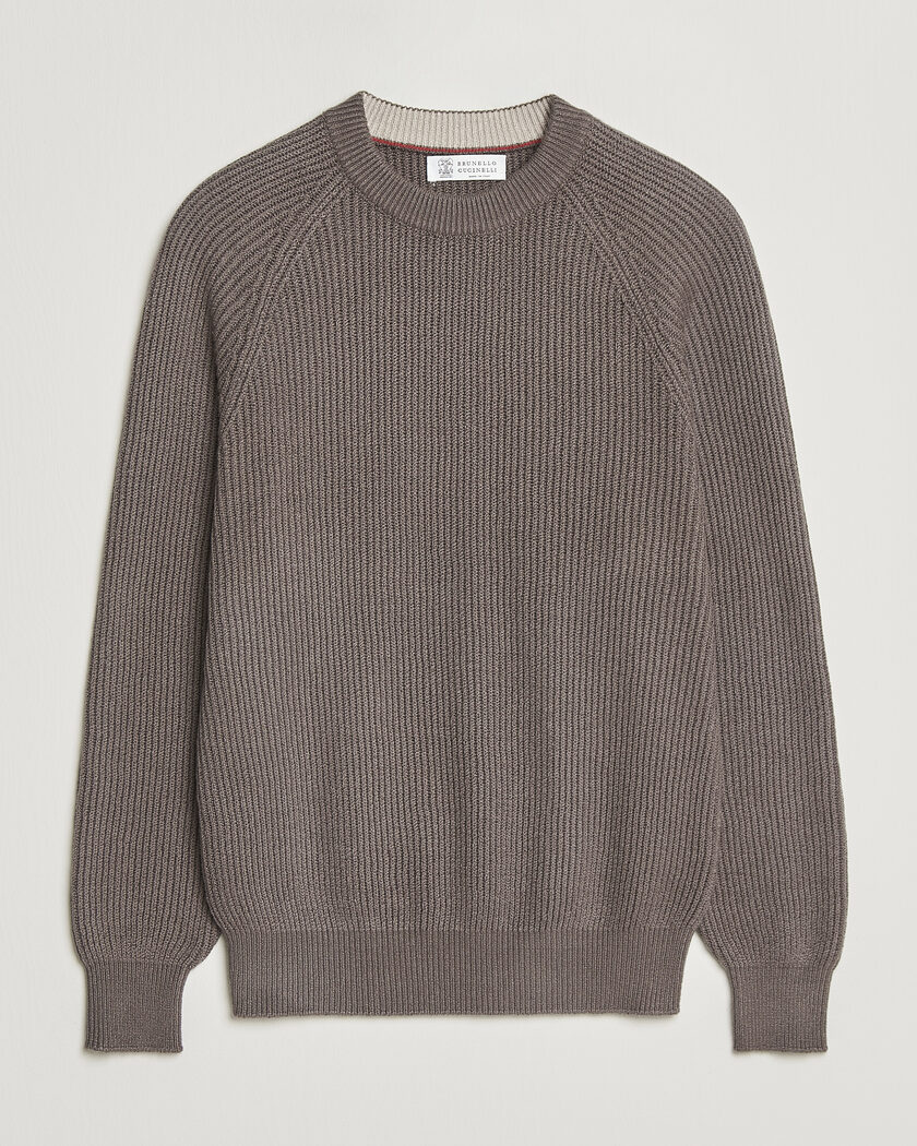 Brunello Cucinelli Heavy Cotton Rib Sweater Light Brown – Brun