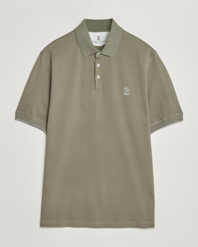 Brunello Cucinelli Short Sleeve Logo Polo Olive – Grøn