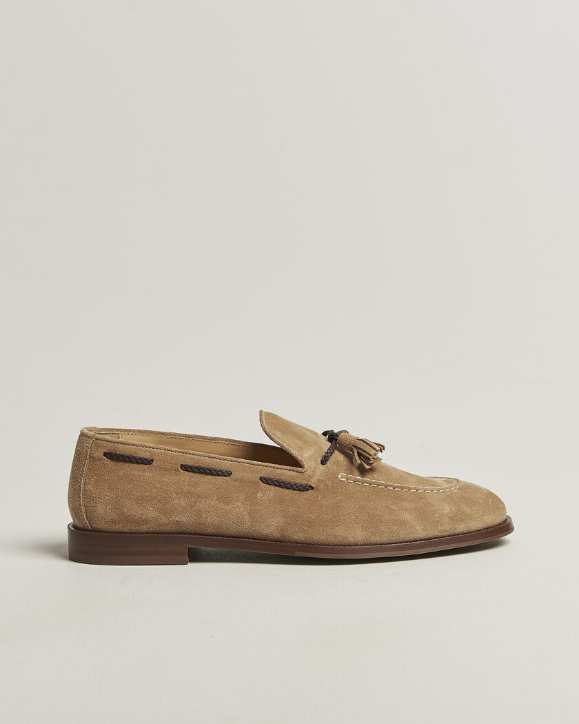Brunello Cucinelli Tassel Loafers Siena Brown Suede – Brun