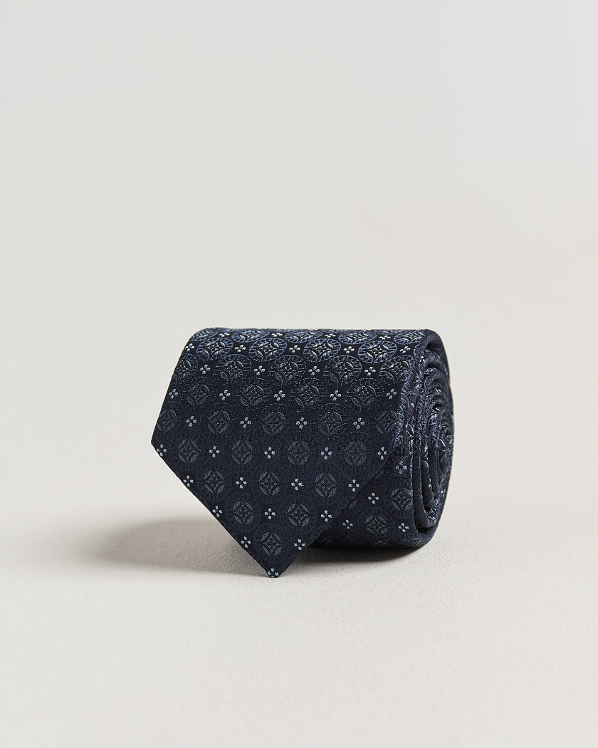 Brunello Cucinelli Jacquard Silk Tie Navy – Blå
