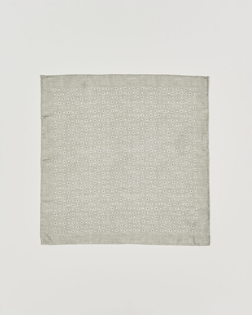 Brunello Cucinelli Printed Silk Pocket Square Olive – Grøn