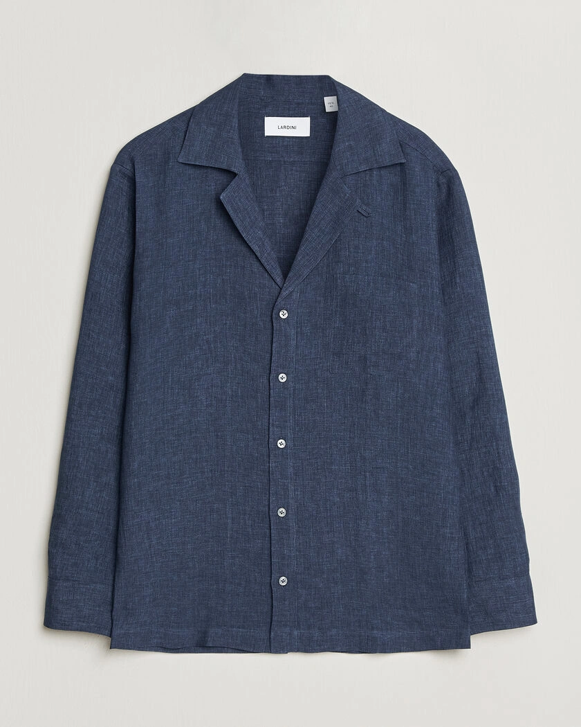 Lardini Paul Linen Resort Shirt Dark Blue – Blå