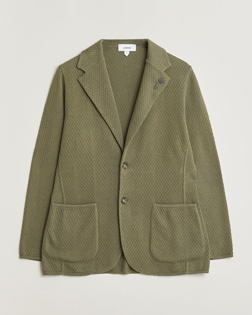Lardini Knitted Structure Cotton Blazer Green – Grøn