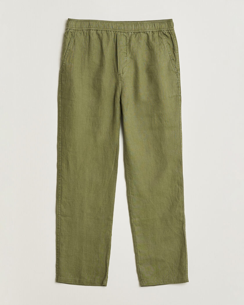 Samsøe Samsøe Jabari Linen Drawstring Trousers Burnt Olive – Grøn